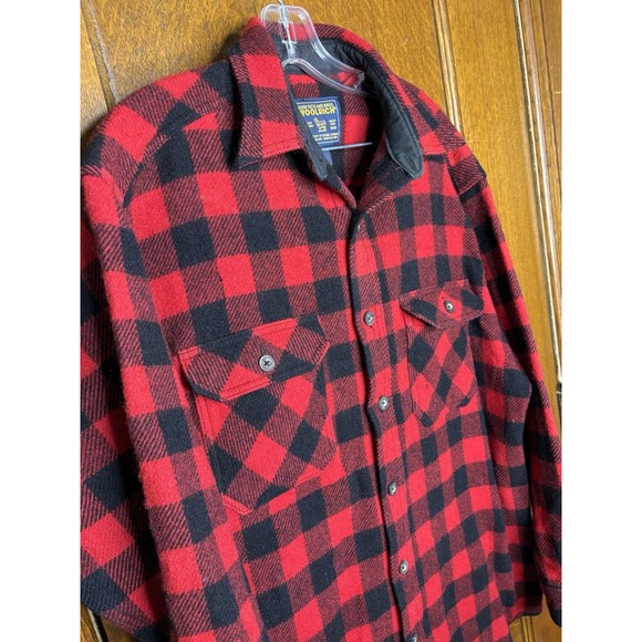 Vtg Woolrich John Rich And Bros Men's L Wool Plaid Shirt Jacket Red Buffalo - Picture 1 of 12